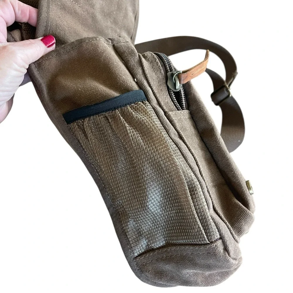 Fox Outdoor Retro Messenger Bag Brown Canvas Leather Trim Shoulder Bag Cargo